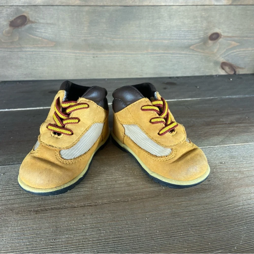 Timberland kids youth size 3 shoes brown suede hook and loop comfort boots